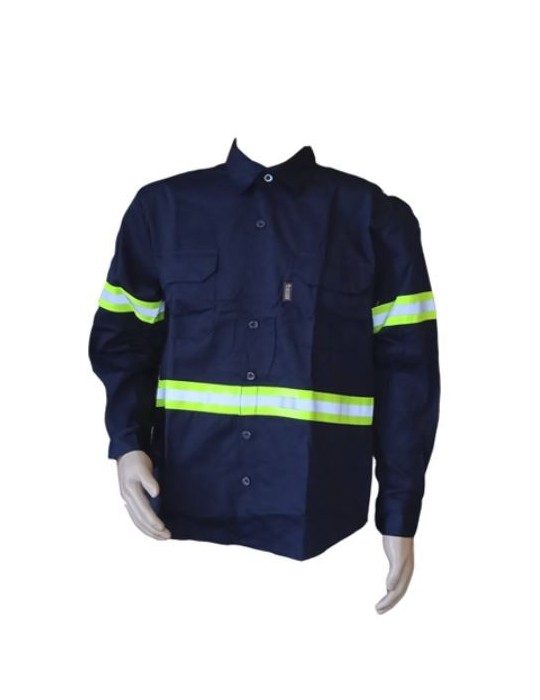 Camisa de manga larga azul c/reflectivo